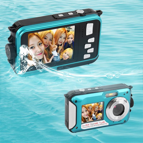 Wholesale-2.7inch TFT Digital Camera Waterproof 24MP MAX 1080P Double Screen 16x Digital Zoom Camcorder hot new