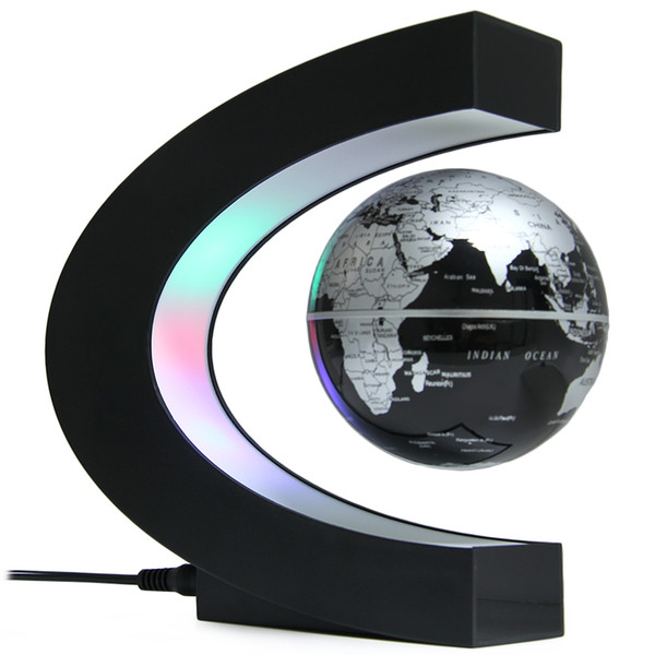 C Shape LED World Map Floating Globe Magnetic Levitation Light Antigravity magic/novel light Xmas Birthday Gift Home Decor HOT Free Ship