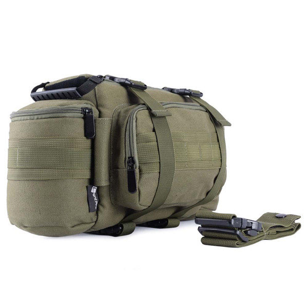 Multifunctional DSLR Canvas Tactical Waist Rucksack Bag Camera Soft Pack Molle Single Shoulder Case w/ Rain Cover