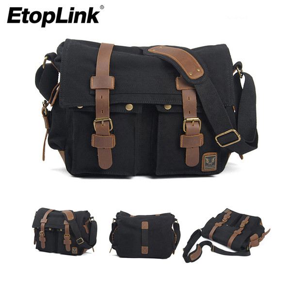 wholesale Canvas Vintage DSLR SLR Camera Shoulder Bag Men's Vintage Canvas Leather Military Messenger Bag for Canon For Nikon