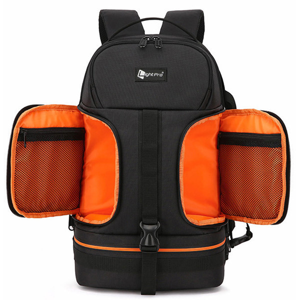 Photo Video Waterproof Shockproof Camera Shoulders Backpack Soft Padded w/ Reflector Line fit for 14inch Latptop Tripod Case Bag