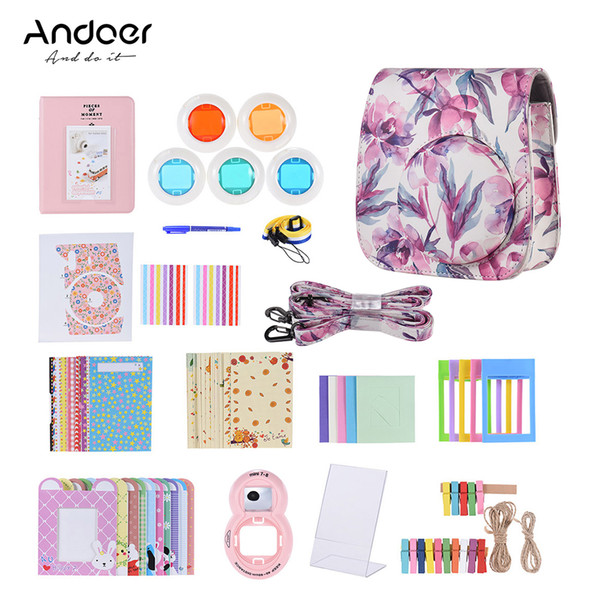 Andoer Accessories Kits Camera Bags for Instax Mini 8/8+/8s/9 with Camera Case/Photo Frame/Border Sticker etc14 in 1