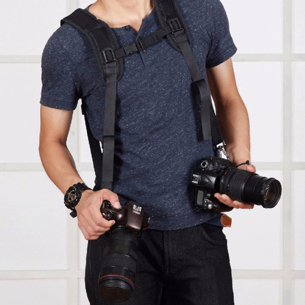 Freeshipping Fashionable Durable Soft DSLR Professional K Pattern Camera Double Shoulder Strap Black Adjustable Belt PU6002