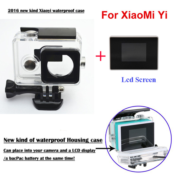 monitor capacity XiaoMi Yi Camera External protector Waterproof Case+1.38 Inch Color TFT LCD display monitor For Xiao Yi accessories Set