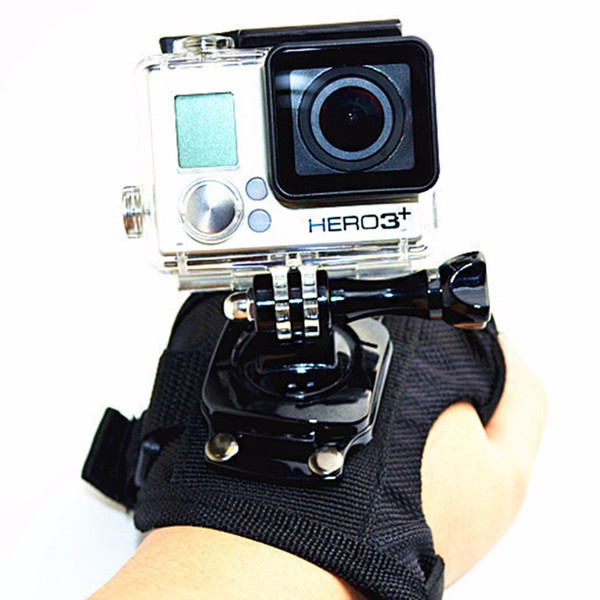 Freeshiping Camera Rotating Wrist Strap 360 Degree Glove Style Wrist Band Hand Mount Strap Holder For GoPro Hero 4 3+ 3 2 1 Large Size Black