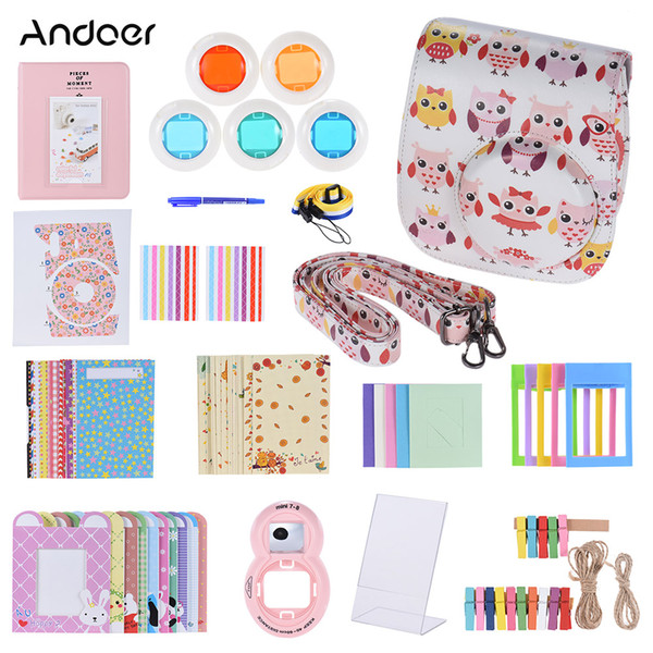 Andoer 14 in 1 Accessories Kit for Instax Mini 9/8//8s w/ Camera Case/Strap/Sticker/Selfie Lens/Filter/Album//Pen etc