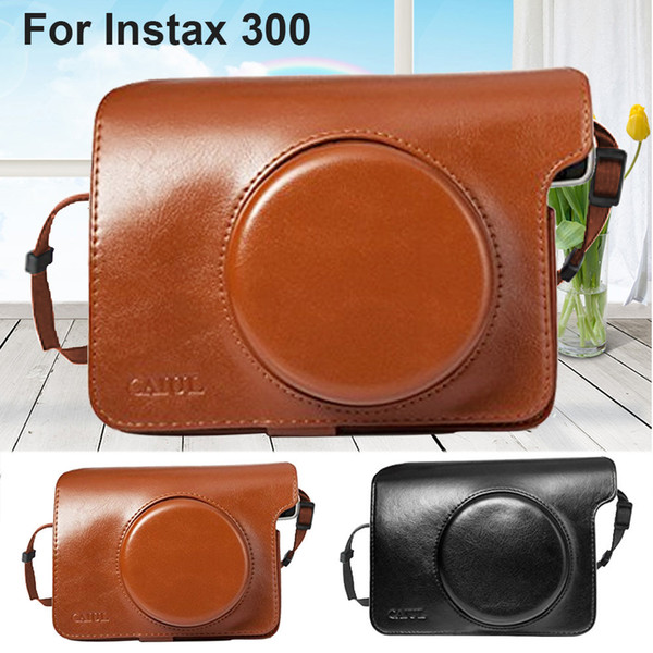 PU Leather Bag Case Cover Pouch Protector / Shoulder Strap black or brown for Instax Wide 300 Instant Print Camera