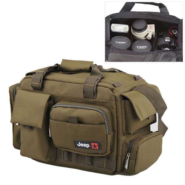 wholesale JEEP Large Waterproof Camera Shoulder Carry Travel Case Bag Insert Fit 1 DSLR + 4 Lens + 1 Flash Canon Nikon Pentax