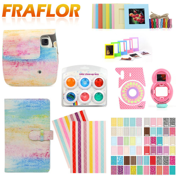 For Instax Mini8/9/7s/7C/25/70/9 Camera Painting Carrying Case Bag Cover PU Leather Protect Pouch + Album + Accessories