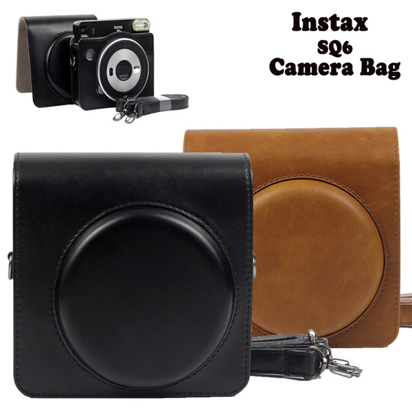 Carry PU Leather Bag Case Cover with Shoulder Strap For Instax SQUARE SQ6 Instant Film Photo Camera Black / Brown