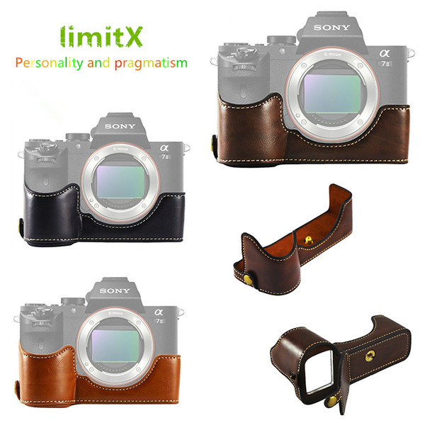 limitX Pu Leather Case Bottom Opening Version Protective Half Body Cover Base For Sony Alpha A7 III 3 / A7R III 3 Digital Camera