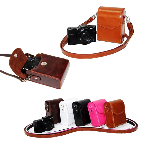 New Vintage PU Leather Camera Case For Sony HX30 HX50V HX60 HX90 RX100M2 RX100M3 M4 RX100 V WX500 Camera Bag