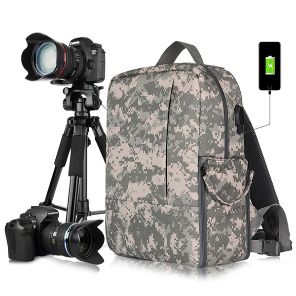 New Outdoor Camera Backpack Waterproof DSLR Camera Bag With 15.6'' Laptop Pocket Tripod Belt Camera Drawer USB Charging Station.