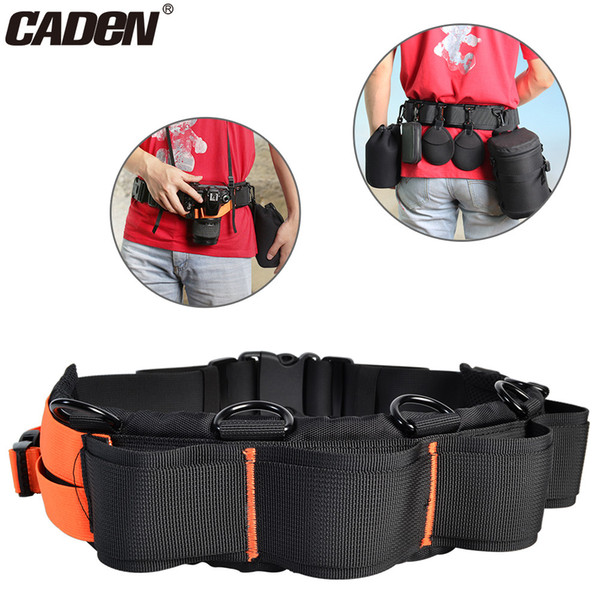 Caden Photo Camera Waist Belt Adjustable Nylon Strap Orange Camera Strap Soft Padded Lens Pouch Case Tripod Holder