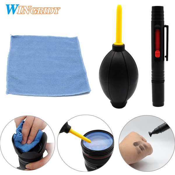 3in1 LENSPEN Pen Dust Cleaner Camera Cleaning Lens Brush Air Blower Wipes Clean Cloth kit for Camcorder VCR
