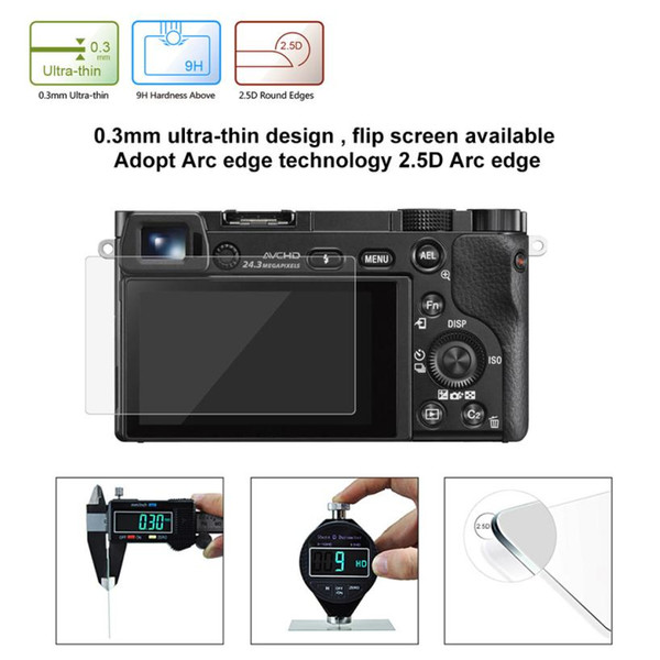 Ultra-clear Anti-scratch 9H Tempered Glass Screen Protector Film for SONY A6000 A6300 A5000 Camera