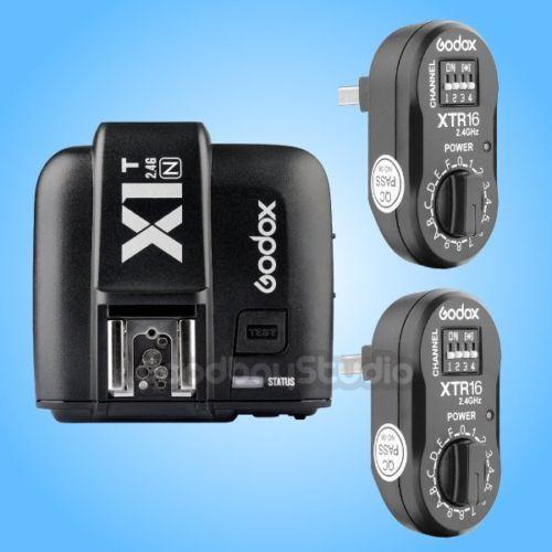 Godox X1T-N 2.4G TTL Wireless Transmitter for + 2PCS XTR-16 Wireless Receiver