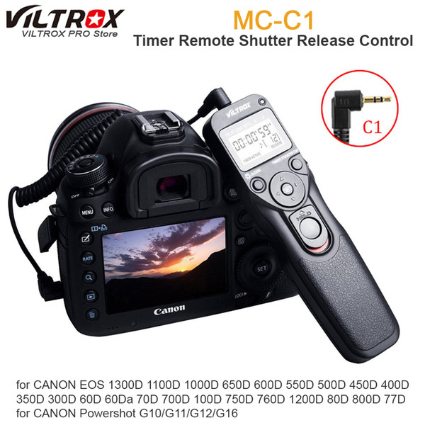 Viltrox MC-C1 LCD Timer Remote Shutter Release Control Cable Cord for  1300D 760D 750D 800D 600D 650D 60D 77D 80D 100D DSLR