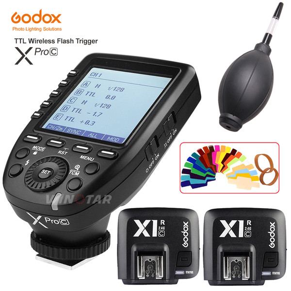 Godox XPro-C Wireless Flash Trigger Transmitter X System for Flash Support E-TTL II Auto HSS + 2PCS X1R-C Receiver for