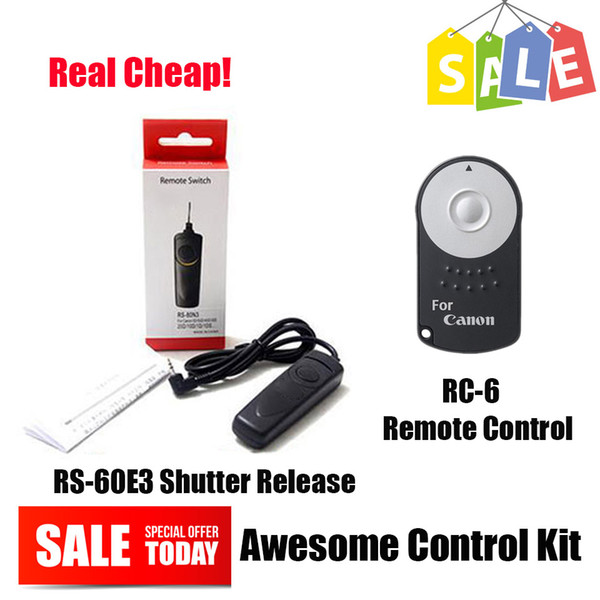 RS-60E3 Shutter Release+RC-6 Selfie Infrared Wireless Remote Control for  EOS 700D 750D 760D 650D 600D 550D 500D 450D 400D