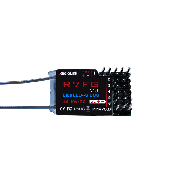 Radiolink R7FG 7 Channel 7CH Dual Antenna Receiver 2-Way Transmission Integrated Gyro for RC6GS RC4GS T8FB Radio Control TX Boat Car Model