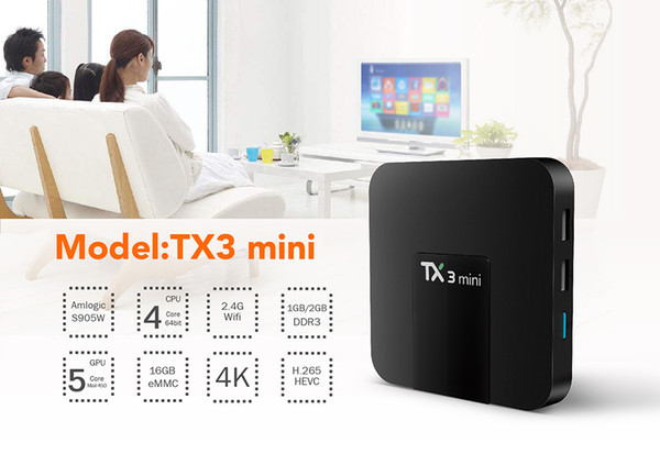 New arrival TX3 mini Android 7.1 TV BOX amlogic S905W quad core 1GB/16GB built-in WIFI smart media player