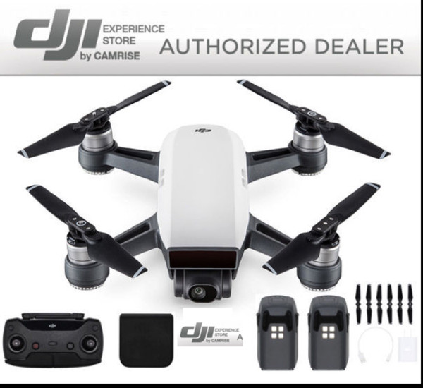 DJI Spark Drone Quadcopter Remote Plus Extra Battery Bundle in White