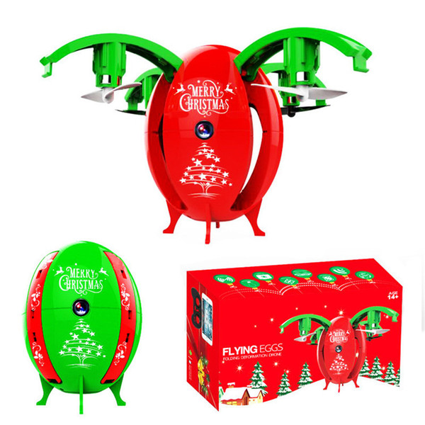 Christmas Egg Shaped Drone Quadrotors LED light Aerial Camera Flying Xmas Egg Camera Drones Sensor Remote Control Aircraft gifts for xmas