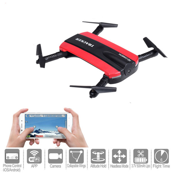 New arrival Phone Control JXD523 Tracker Foldable Mini Rc Selfie Drone with Wifi FPV 720P HD Camera Altitude Hold&Headless Mode OTH770