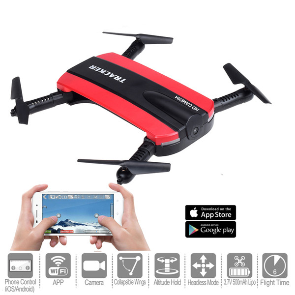 Selfie Drone Tracker Foldable Mini Rc Pocket Drone with Wifi FPV Camera Altitude Hold Headless Mode RC Helicopter