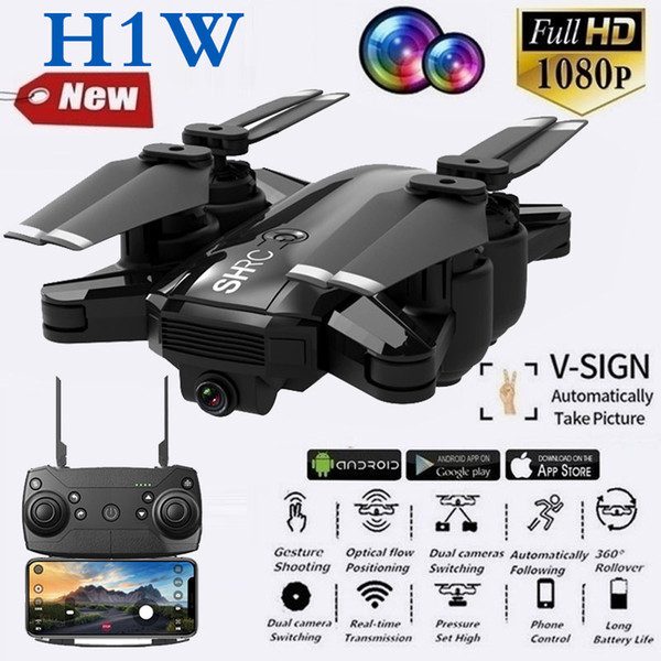 H1W Intelligence UAV 2.4Ghz Wifi FPV 1080P Front Camera + 720P Bottom Camera One-button Take-off/Landing Smart Follow Quadcopter