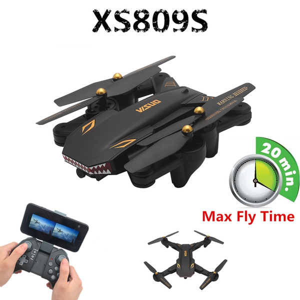 Super Long Fly Time XS809S Foldable Selfie Drone 2MP Wide Angle Camera Wifi FPV Mini Drones XS809HW Upgraded RC Quadcopter Helicopter Toys