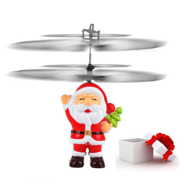 Inductive Flying Santa Claus Drone Induction vehicle Aircraft Magic LED Helicopter Flying Balls Drones Kids Christmas Gifts