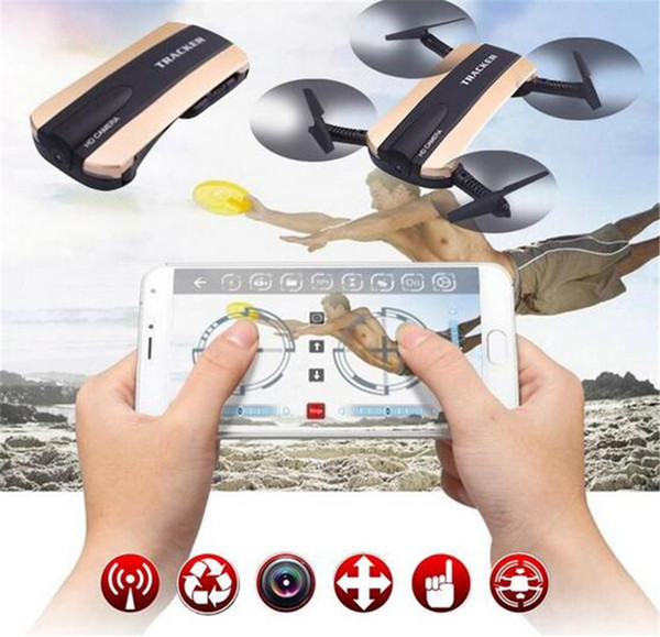 JXD523 Tracker Foldable Pocket Quadcopter Mini Selfie JXD 523 Drone Altitude Hold FPV WIFI Camera RC Phone app control RC Quadcopter