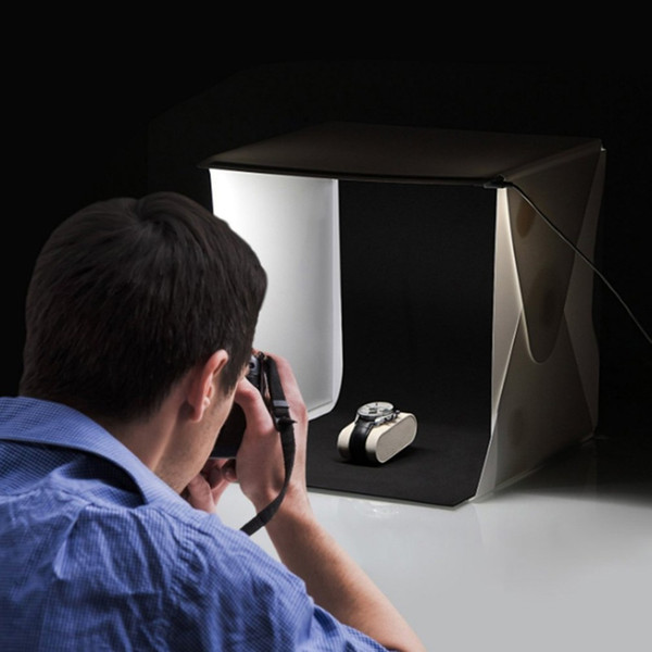 Tabletop Shooting Tent Portable Light Box Photography Kit with LED Light (9X9X9 Inches) 4 Colors Backdrops