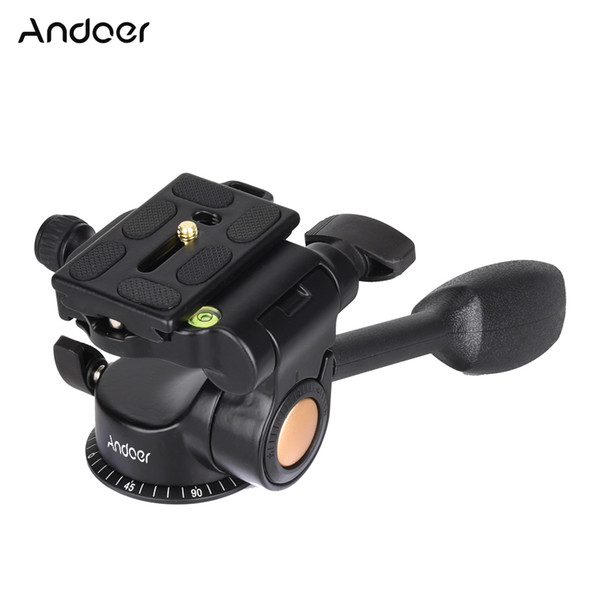 Accessories Tripod Heads Andoer Q08 Video Tripod Ball Head 3-way Fluid Head Rocker Arm with Quick Release Plate for DSLR Camera