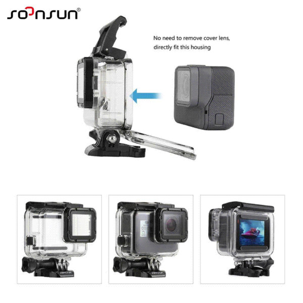 SOONSUN 45M Underwater Diving Waterproof Housing Case + Dive Color Lens Filter Kit for GoPro Hero 5 6 for Go Pro HERO5