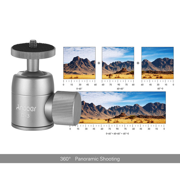 Andoer D 1 Mini Ball Head Aluminium Alloy Tripod Mount Ballhead w/ 1/4inch Screw 360 Rotating Panorama Tripod Ball Head Andoer