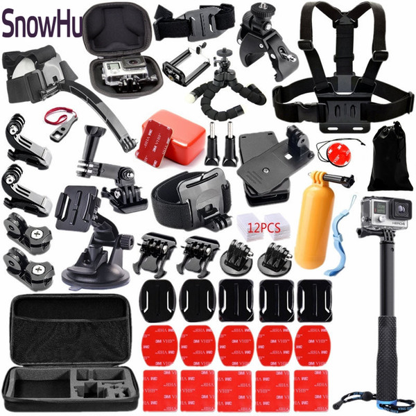 Freeshipping accessories set for go pro hero5 5s 4 kit Three way selfie stick for Eken h9 xiaomiyi 4K EVA case TZ18