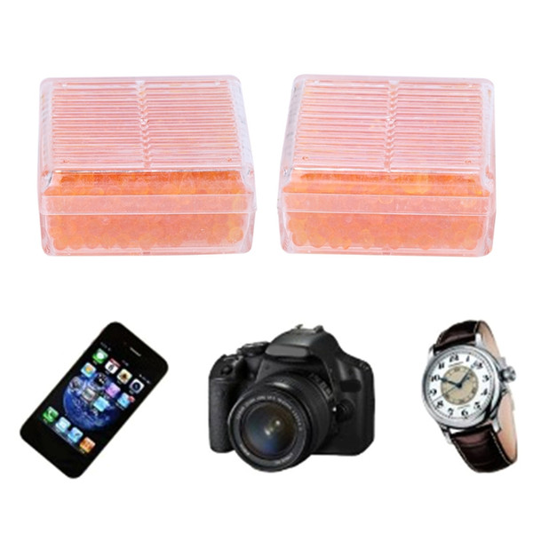 OOTDTY T 2Pcs Silica Gel Desiccants Absorb Reusable Mouldproof Dry Box For Camera Orange