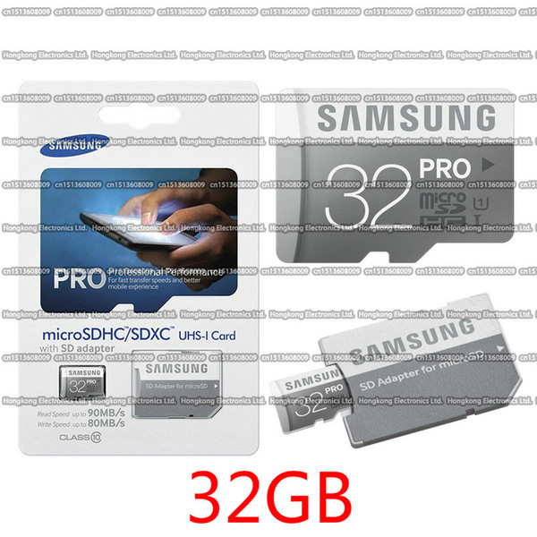 DHL shipping 16G/32GB/64GB/128GB/256GB Original Samsung PRO micro sd card Class10/Tablet PC TF card/memory card/SDXC/SDHC card 90MB/S