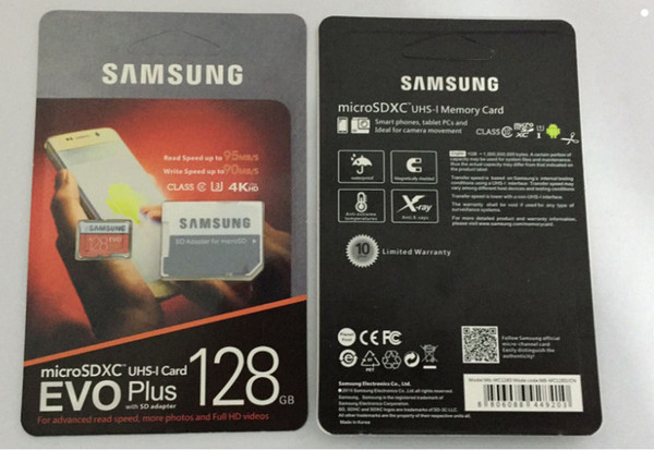 DHL shipping 16G/32GB/64GB/128GB/256GB Original Samsung EVO+ Plus micro sd card U3/smartphone TF card/Tablet PC SDXC Storage card 95MB