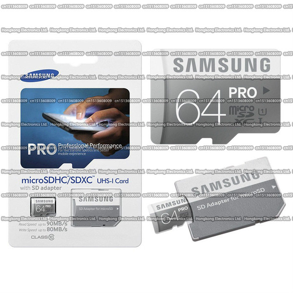 DHL shipping 8GB/16GB/32GB/64GB/128GB/256GB Original Samsung PRO micro sd card Class10/Tablet PC TF card/memory card/SDXC/SDHC card 90MB/S