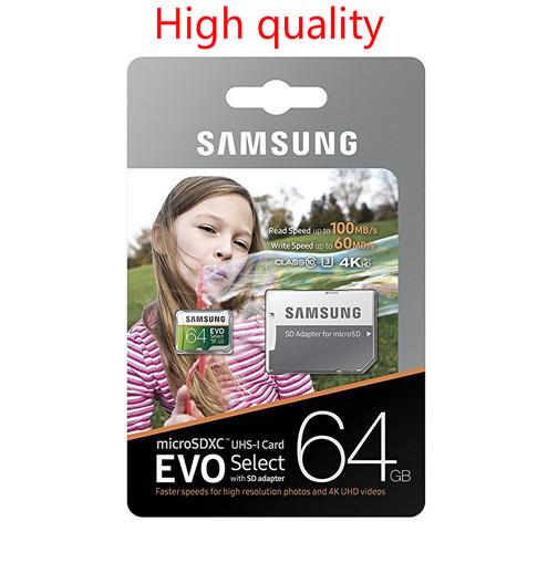 DHL shipping 16G/32GB/64GB/128GB/256GB Original Samsung EVO Select Plus micro sd card U3/smartphone TF card/SDXC Storage card 100MB/S