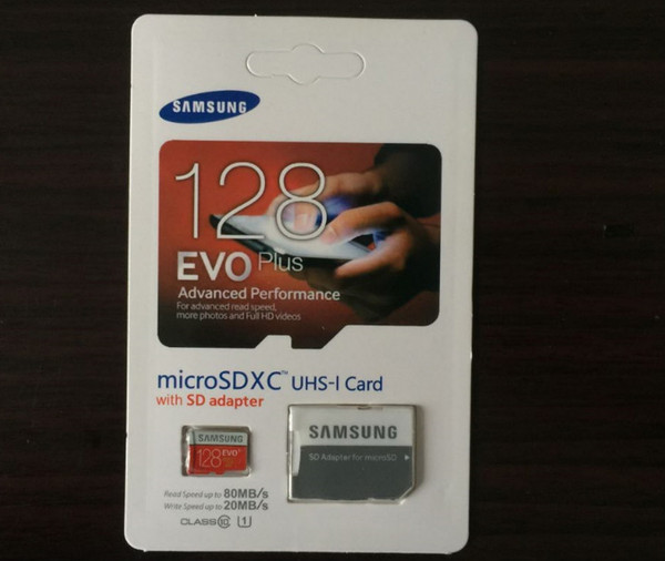 DHL shipping 8GB/16GB/32GB/64GB/128GB/256GB Original Samsung EVO+ Plus micro sd card Class10/smartphone TF card/Tablet PC Storage card 80MB