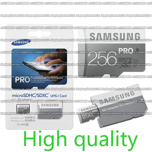 DHL shipping 16GB/32GB/64GB/128GB/256GB Original Samsung PRO micro sd card Class10/Tablet PC TF card/memory card/SDXC/SDHC card 90MB/S