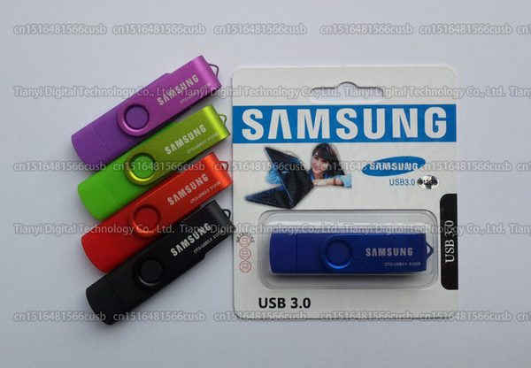 DHL shipping 8GB/16GB/32GB/64GB/128GB/256GB Samsung Actual capacity USB3.0 360 degree rotation OTG usb flash drive/Pendrive/Memory stick