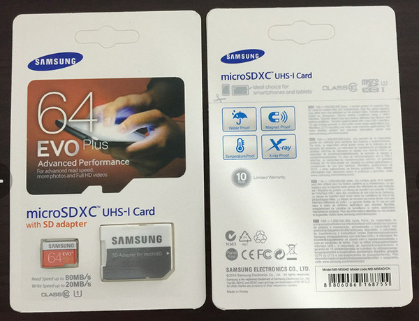 16GB/32GB/64GB/128GB/256GB Original Samsung EVO+ Plus micro sd card Class10/smartphone TF card/Tablet PC Storage card 80MB