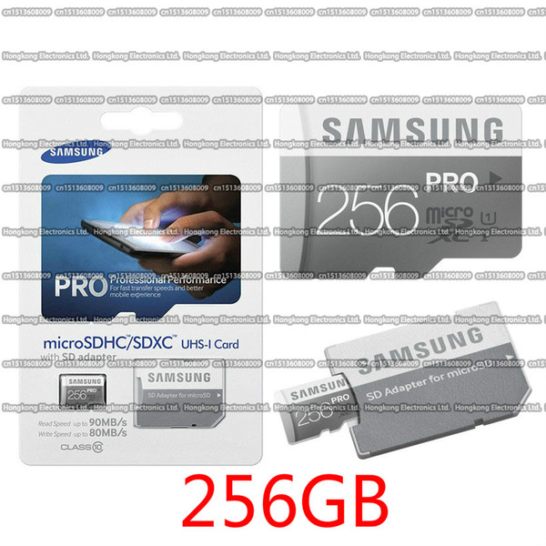 DHL shipping 32GB/64GB/128GB/256GB Original Samsung PRO micro sd card Class10/Tablet PC TF card/memory card/SDXC/SDHC card 90MB/S