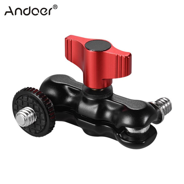 Tripod Accessories Tripod Heads Andoer Arm Mount Adapter Multi-function Double Ballhead With Shoe Mount and 1/4 Inch Screw For DSLR